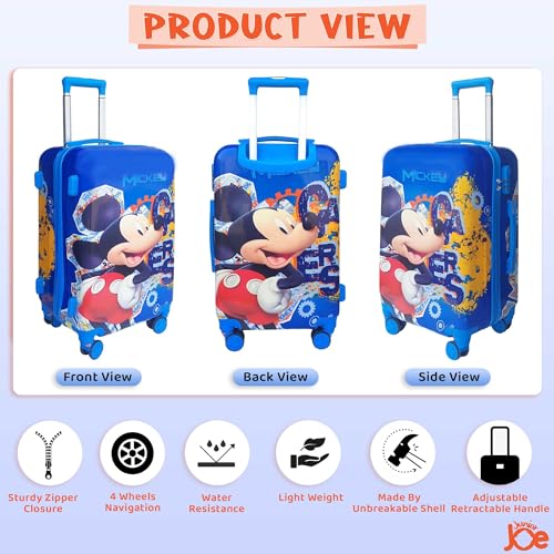 Image of JUNIOR JOE Polycarbonate Kids Carry On Luggage Hardside Rolling Suitcase 24 Inches Spinner Travel Trolley Bag (Design-1), Medium, Multicolour