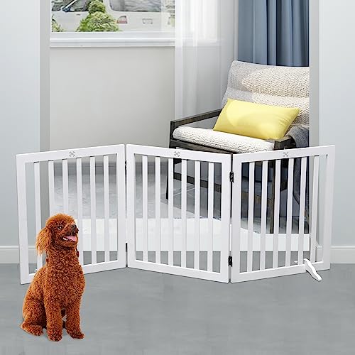 Dog Gate Wooden Freestanding Pet Gate3 Panel 23.6" Height White Indoor Dog Fences,House Gate for Doorways & Stairs - Image 6