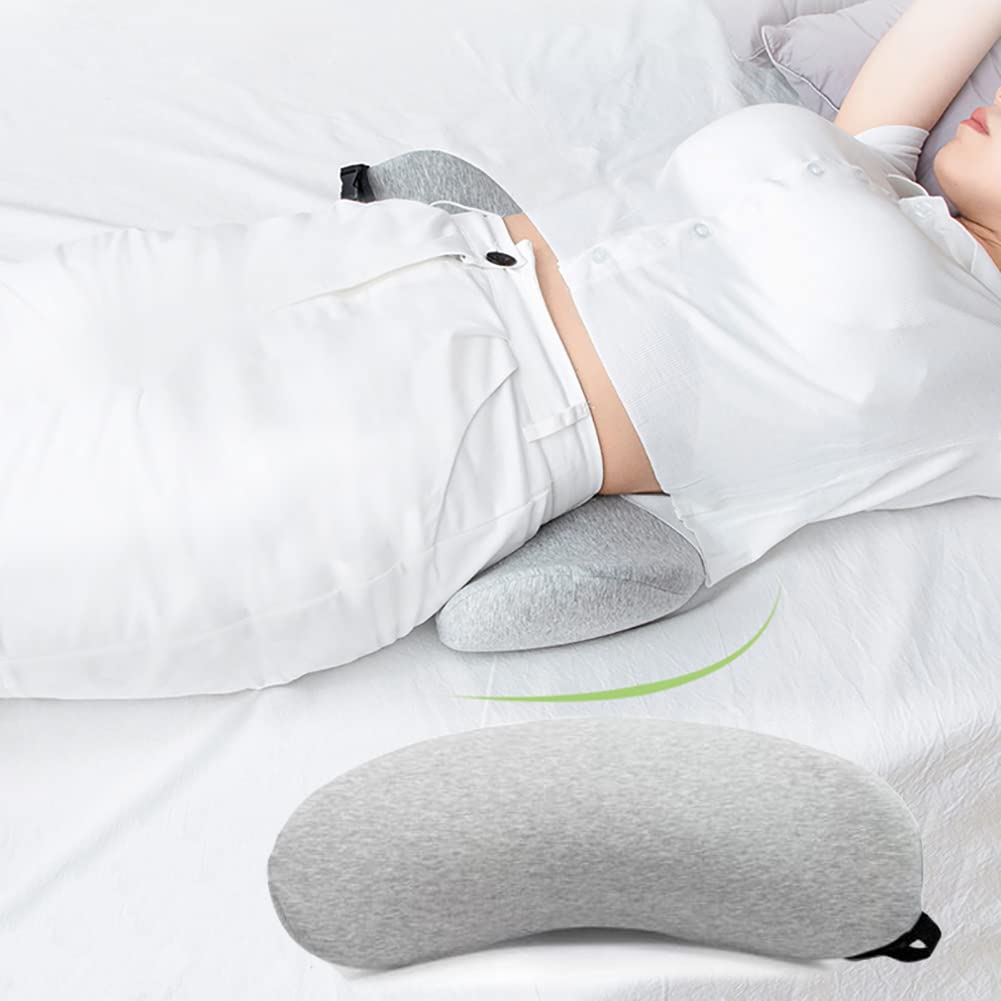 IBLUELOVER Lumbar Support Pillow Sleeping Waist Pillow Memory Foam Lumbar Roll Pillow Wedge Cushion for Lower Back Pain Spine Sciatic Pain Relief for Bed Sofa Car Seat Travel