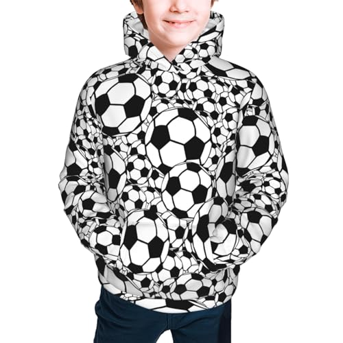 Football Pattern Boy, Girls Sports Shirt Youth Pullover Fashion Hooded Sweatshirt