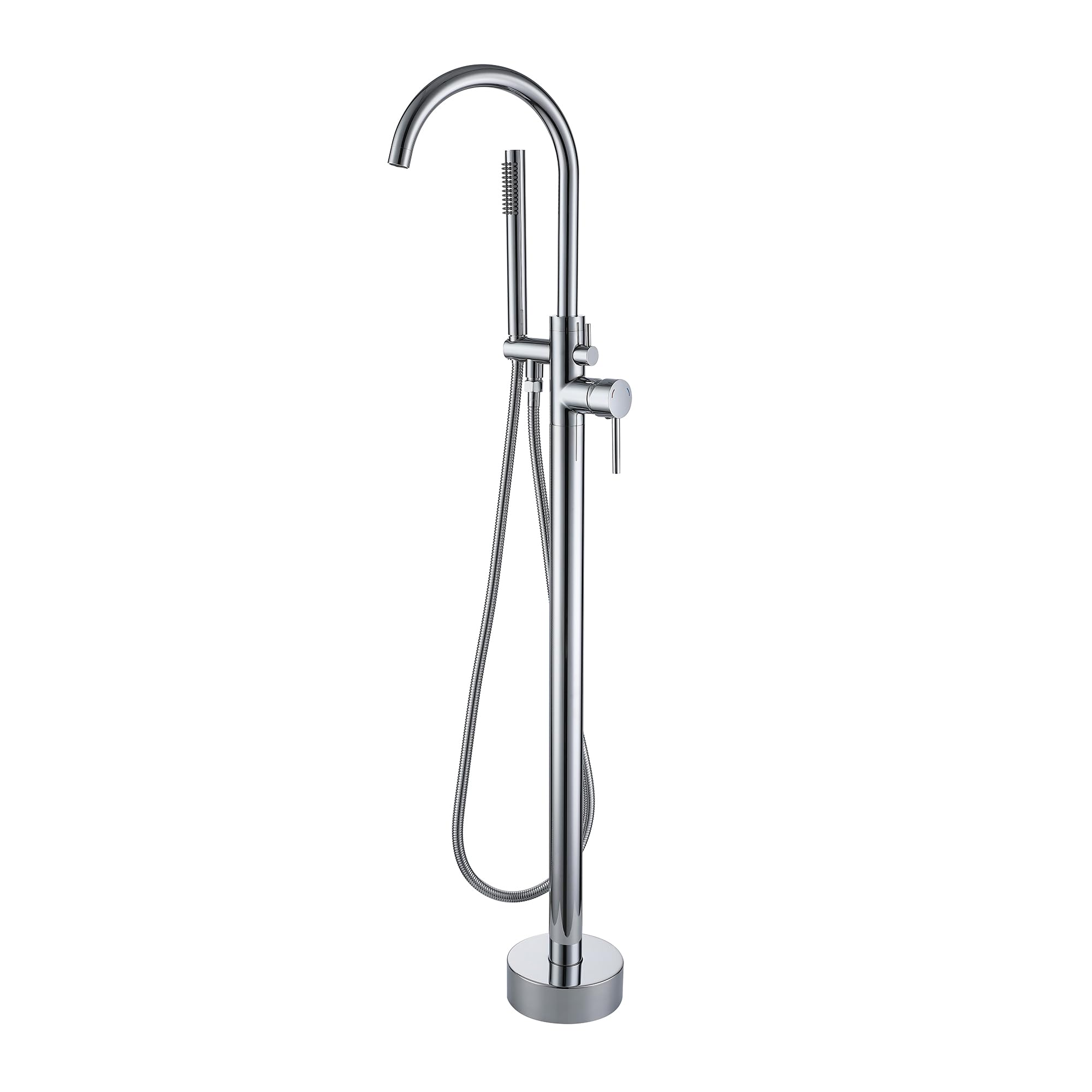 Freestanding Rubinetti Per Vasca, Montaggio A Pavimento Miscelatore Rubinetto Per Vasca Rubinetto Per Vasca Da Bagno Indipendente, Girevole A 360°, Con Doccetta Per Vasca (Cromo-A)