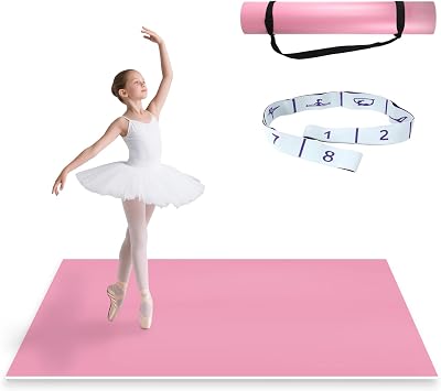 Dance Floor Mat Non-Slip with Shoulder Strap Portable and Dance Resistance Band, Dance Floor for Ballet,Jazz, Pop Thick PVC Practice Floor Reusable Mat