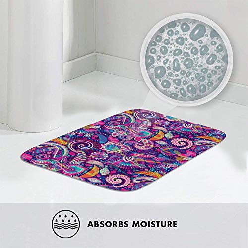 Cow Purple Pink Floral Paisley Doormat,Decorative Door Mat,Indoor Outdoor Non-Slip Floor Mat,Front Door Mat, Waterproof Washable Quickly Absorb Moisture And Resist Dirt Rugs 23.6"(L) X 15.7"(W) #TOP3