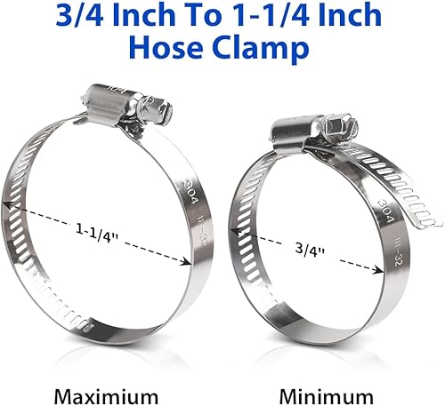 Miniatura 27 de Abrazadera de manguera de 1 pulgada, paquete de 10 abrazaderas de manguera de acero inoxidable para tubo de manguera de 1/2 a 1 pulgada, kit surtido