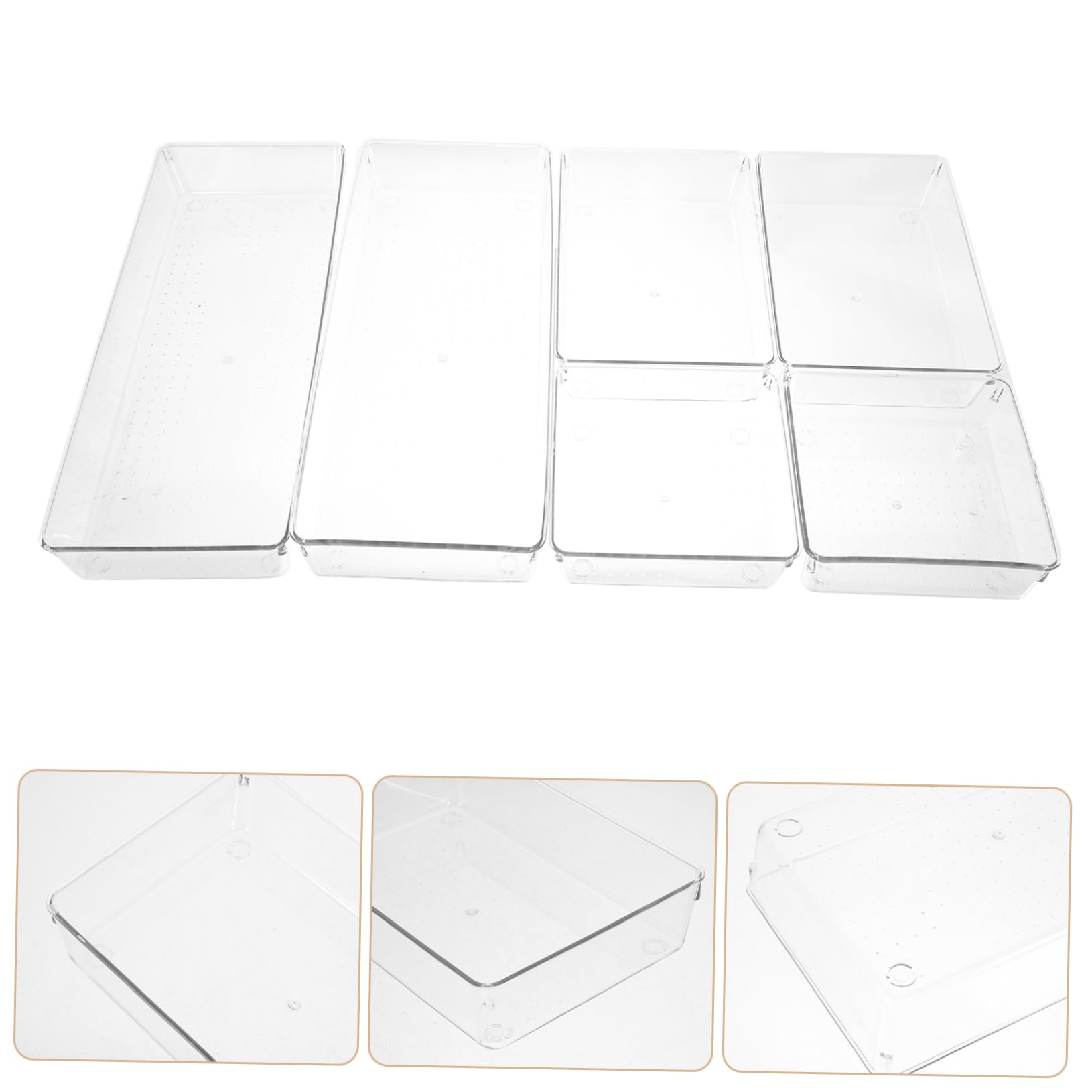 Tofficu Contenitori Organizer per Cassetti, 6 Pezzi in Pet Trasparente