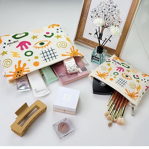 2pcs Cosmetic Bags,makeup bag for women,aesthetic organizer toiletry bags,travel essentials,travel size toiletries,a small make up bag and a big make up bag(colorful bag)2