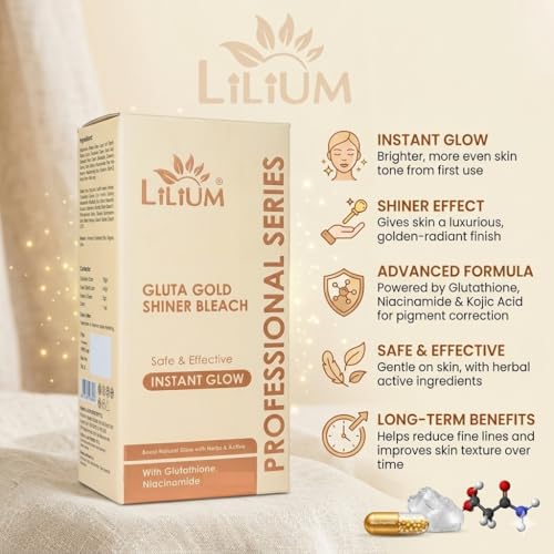 Image of Lilium Gluta Gold Shiner Bleach 580g | Safe & Effective | Instant Glow | Improve Skin Texture & Elasticity | Boost Hydration & Spot Free Skin | Niacinamide | Glutathione | For All Skin Types | Salon, Spa, Home & Professional Use