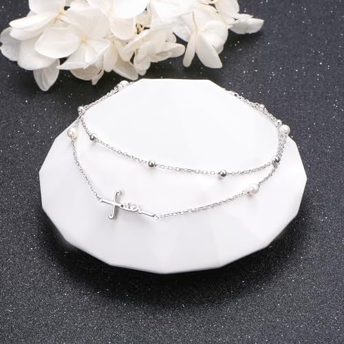 Image of Yearace Anklet for Women S925 Sterling Silver Adjustable Foot Beaded Chain Lotus Flower Claddagh Dragonfly Witches Knot Ankle Bracelet Summer Beach Anklets Jewelry Gift