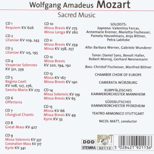 Mozart Intégrale de la Musique Sacrée