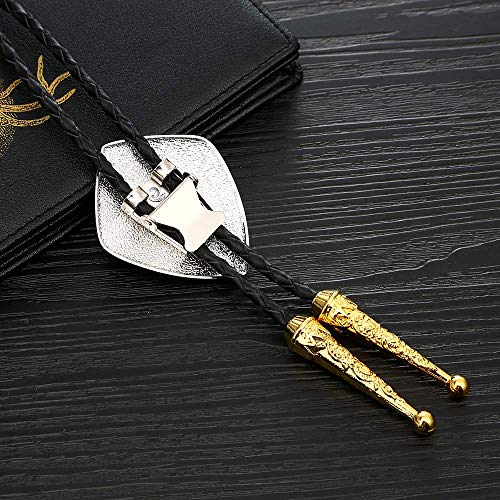 Tochispa Bolo Tie Man,Handmade Western Cowboy Gold Cross Roman Shield Alloy Leather Rope Bolo Tie (Roman Shield Bolo Tie) #TOP3