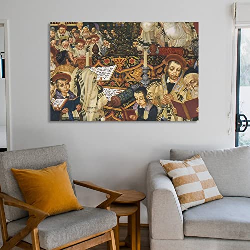 Retro Art Poster Jewish Retro Poster Historical Culture Religious Holiday Jewish Culture Wall Art De Canvas Painting Wall Art Poster For Bedroom Living Room Decor 16X24Inch(40X60Cm) Frame-Style-1 #TOP5