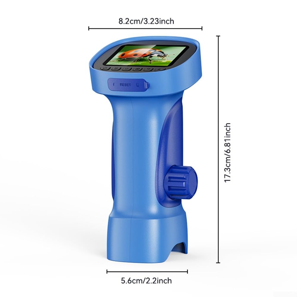 4K Digital-Mikroskop, 1000-fache Vergrößerung, tragbares Discovery-Miniskop mit 6,1 cm IPS-Bildschirm, 8 LED-Leuchten für Outdoor-Bildung, 395 blau