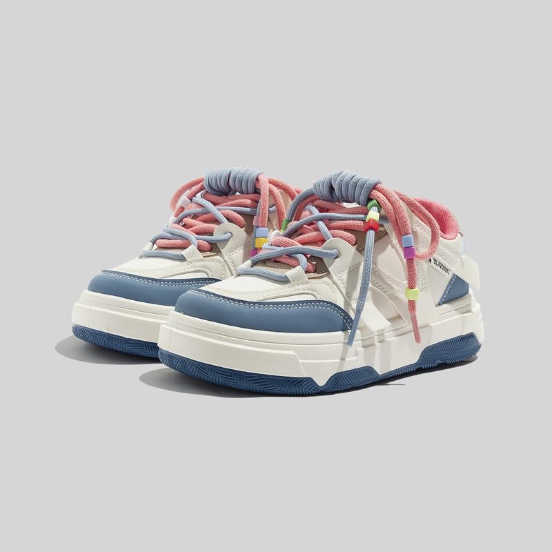 Y2K Cute Shoes Walking Sneakers for Women Chunky Pink Blue Strap Accents US 4-84