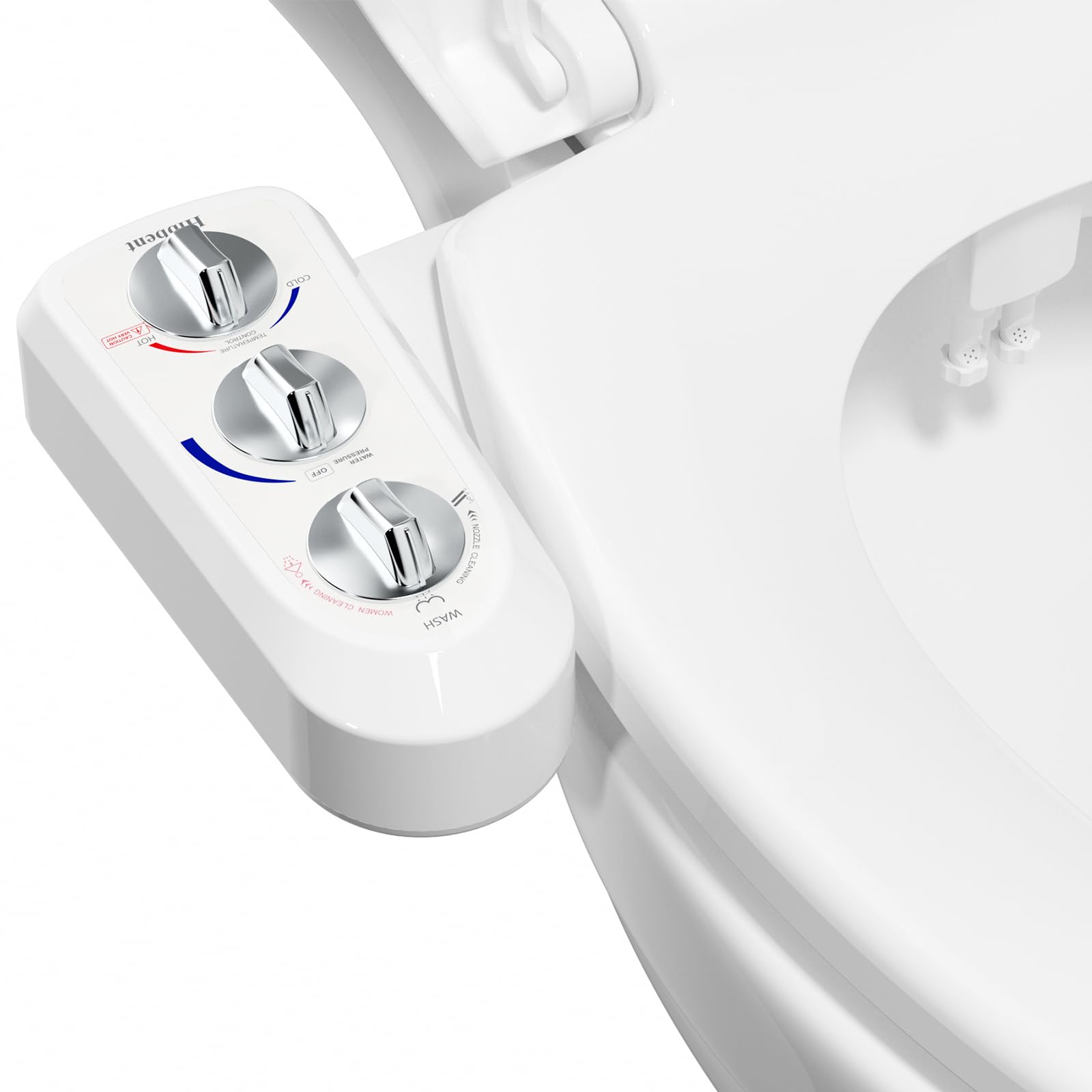 Hibbent White Bidet Toilet Seat Attachment, Self-Cleaning Dual Nozzle