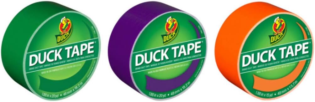 Duck Brand Color Duct Tape Bright Rainbow Combo 6-Pack, Neon Pink, Neon Orange, Yellow, Neon Green, Blue and Purple, 105 Yards Total