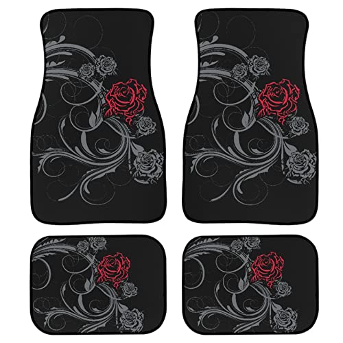 YSTARDREAM Goth Autozubehör für Damen und Herren, Rose, Automobil-Fußmatten für