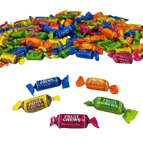 Holiday Special Fruit Chews - 1 lbs - Original Chewy Fruity Taffy Candy Soft Chews - Assorted 8 Flavor Variety Bulk Mix in Resealable Pantry Bag - Individually Wrapped, 16 oz.