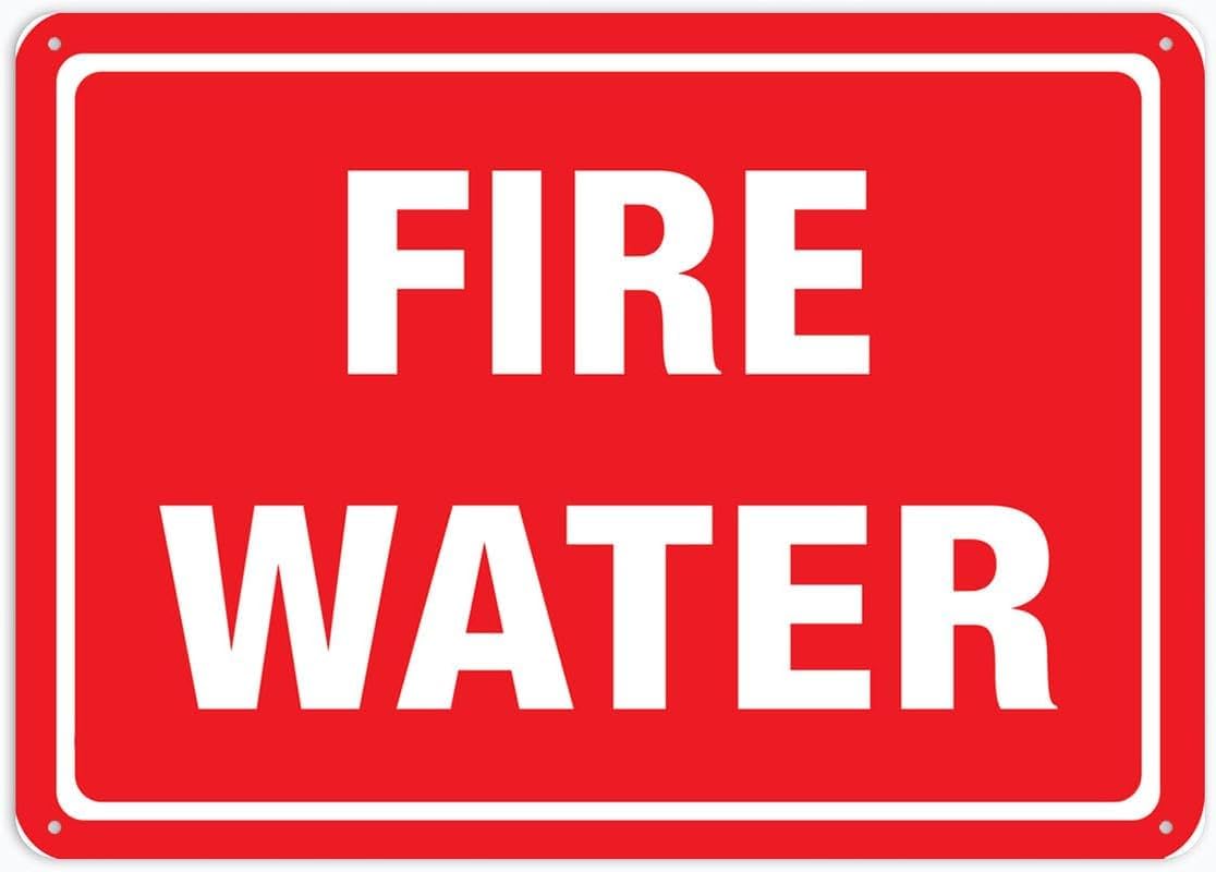 Fire Water Rust Free Aluminum Tin Sign - Warning Decor with Pre-Drilled Holes for Indoor-Outdoor Home Yard, Fire Hydrant Zone - 8x12 Inch​