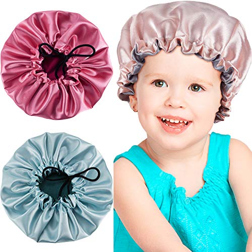 3 Pieces Kids Satin Bonnet Adjustable Sleeping Cap Reversible Satin Cap for Teens Toddler Child (Vintage Color)