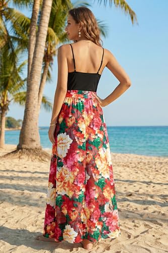 Image of Newshows Women's 2026 Lightweight Summer Wedding Guest Beach Vacation Casual V Neck Split Flowy Maxi Dress