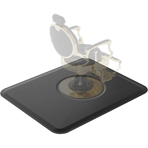 4’x 5’x 1/2'' Thick Salon Mat for Hair Stylist, Barber Floor Mats w/Round Base, Salon Chair Mat Comfort Standing, Barbershop Beauty Spa Equipment