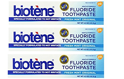 Biotene Gentle Formula Fluoride Toothpaste, Fresh Mint 4.3 oz ( Pack of 3)