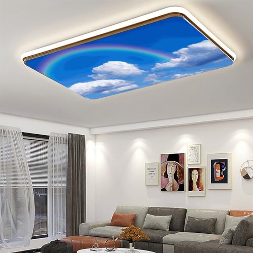 Image of Fluorescent Light Cover for Classroom -2 Pcs Rainbow White Clouds Magnetic Fluorescent Light Covers, Ceiling Light Covers Shade Panel Coverings for Office Classroom Home Drop Ceiling, 4 x 2 Feet