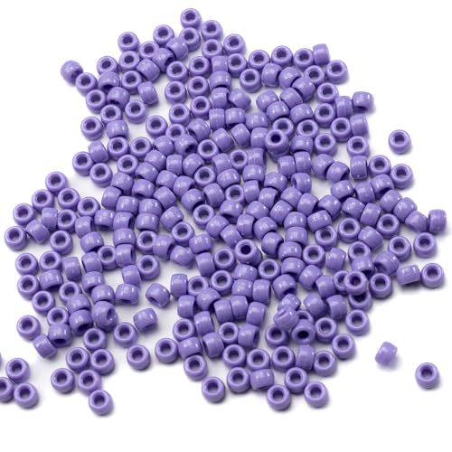 Image of Gxueshan 1000 Pcs Acrylic Plastic White Pony Beads 6x9mm Bulk Kandi Beads for Friendship Bracelet Necklace Jewelry Making Pens Hair Braiding Kit (Violet blue2)
