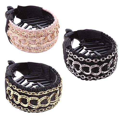 Polytree 2pcs Women's Fashion Chain Hair Clip Barrette Ponytail Holder