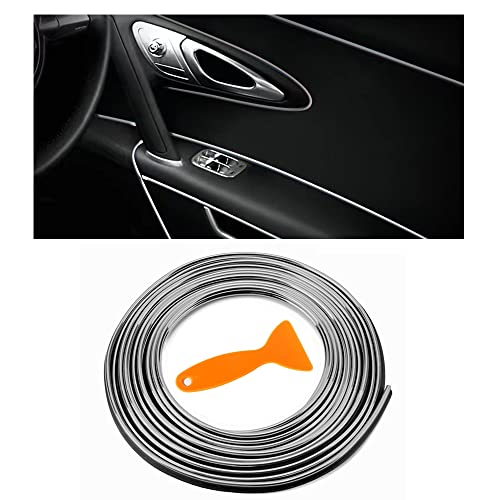 Car Interior Trim Strips,3D Diy Car Interior Moulding Trim,Car Decorative Filler Insert Strips,Universal Car Door Dashboard Strip Interior Trim Auto Air Conditioner Strip (Silver) #TOP11
