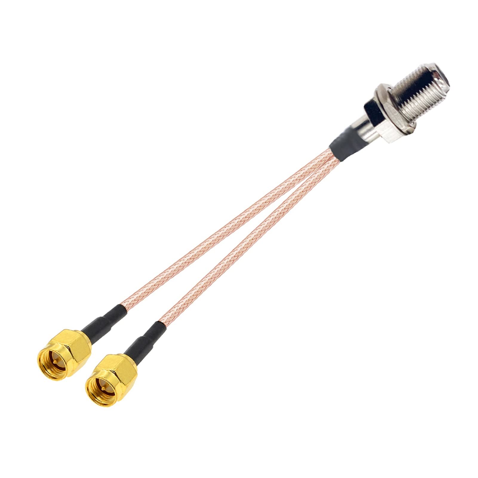 10pcs / lot f femelle cloison à 2 x sma adaptateur fiche mâle RG316 Combinateur de séparateur de type Pigtail Y Rf. Jumper d'extension coaxial 15 cm(25pcs 25CM)