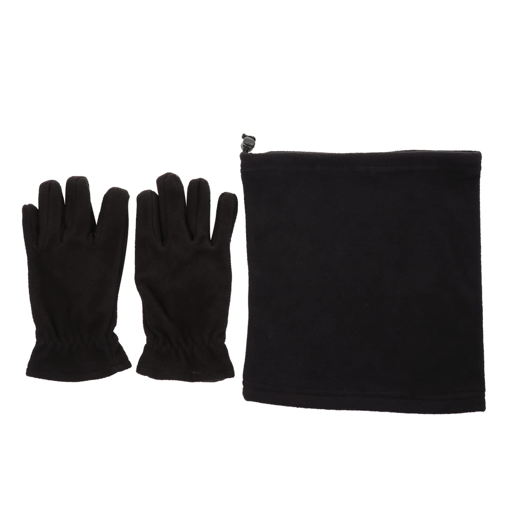 WOFASHPURET Men's Warm Suits Cold Wind Fleece Gloves Neck Warmers Scarf Fleece Hat Multifunctional Accessory Set Black