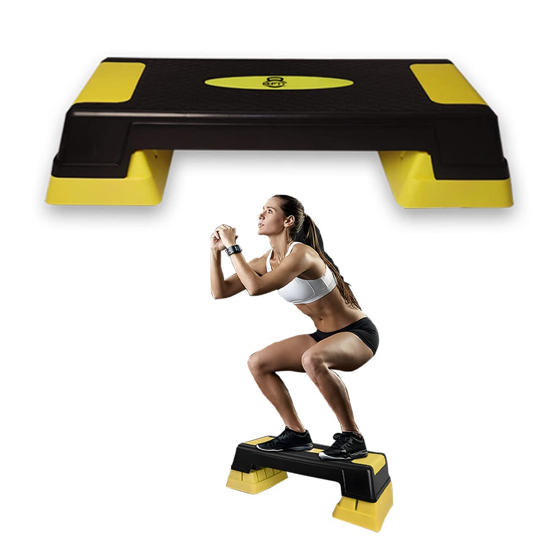 B Fit Big Size Aerobic Step - 2 Levels Height Adjustable (6/8 inch), Non Slip Rubber Surface, 200 kg Max - Fitness Stepper, Board, (Yellow and Black) (B08MXT8W68) Amazon Price History, Amazon Price Tracker