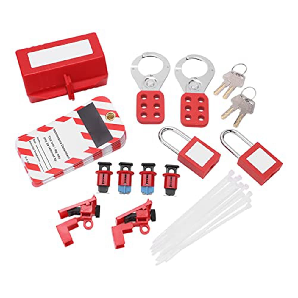 Kit de Etiquetado y Bloqueo de Disyuntor EléCtrico, Juego de Candados de Seguridad, Cerrojos de EstacióN de Etiqueta de Bloqueo de Enchufe para Industria, AutomóVil