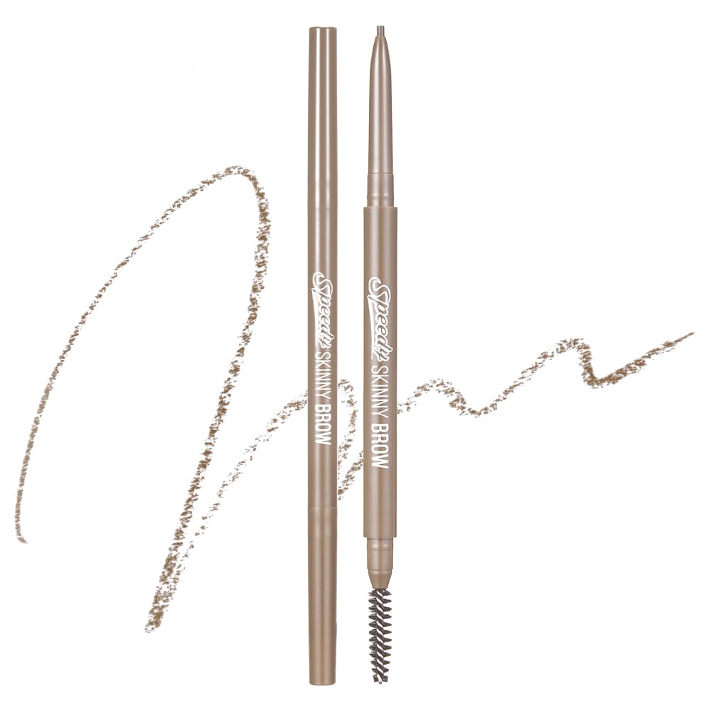 PERIPERA Speedy Skinny Brow (08 Taupe Beige), 1.5mm Precise Eyebrow Pencil, Dual-Sided Fine Tip Shades, Define Fills Brow Make up, K Beauty, Korean Make-up