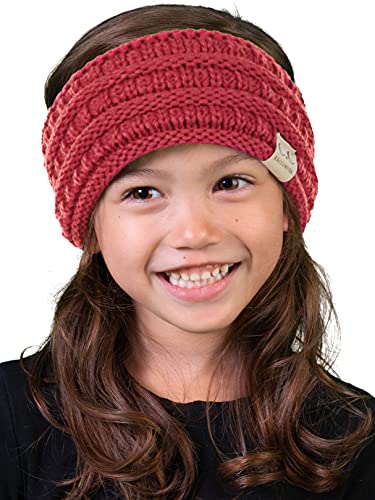 Image of Funky Junque Exclusives Girls Head Wrap Lined Headband Stretch Kids Ear Warmer, Dark Rose, One Size
