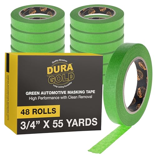 Dura-Gold Green Automotive Masking Tape 3/4 Inch (0.7 Inch x 55 Yards) Case of 48 Rolls - Premium High-Performance Heat Resistant - Auto Refinish Painting Car Detailing Autobody Painters Tape