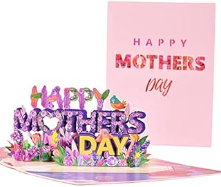 Paper Happy Mothers Day Pop Up Card 3D Cut Out Word Greeting Card Pop Up Mother's Day Card Wonder Love Card for Mom Handmade Greeting Gift Card with Envelope for Mom Grandma Mother