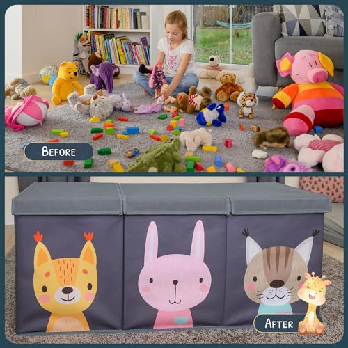image for SoftOwl Extra Large Toy Storage Organizer with Lid - Sturdy, Collapsib