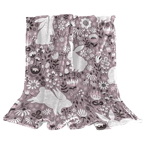 Couvre-lit confort moelleux pour lit enfant lapin et fleurs