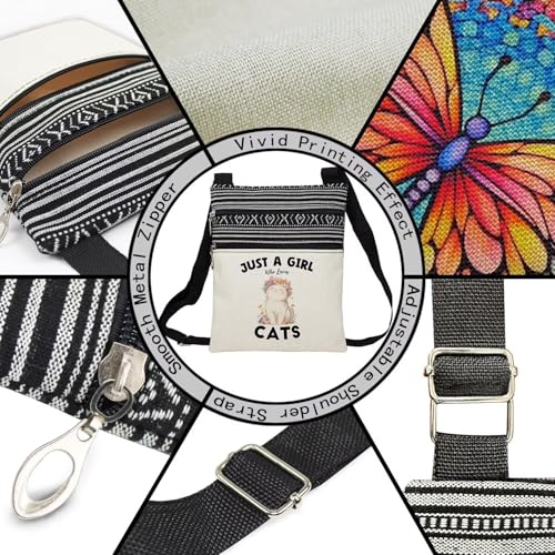 Just Love Cats Messenger Bag Small Ethnic Pattern Printed Adjustable Strap Crossbody Zipper Bag Kitty Kitten Phone Bag Wallet Cute Shoulder Handbag for Cat Lovers Cat Mom Women4