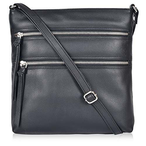 Smooth Black Leather Crossbody Purses and Handbags for Women - Crossover Bags