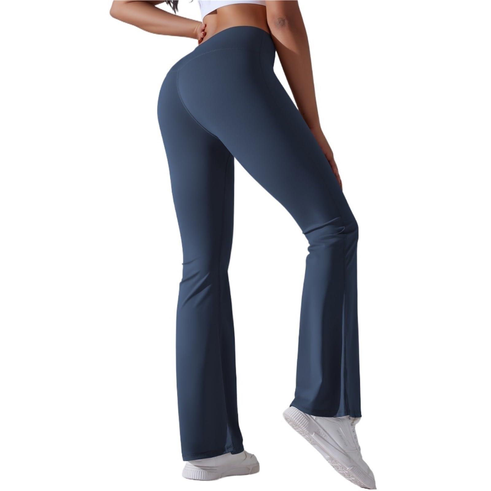 Pantaloni svasati tinta unita leggings da yoga da donna a vita alta elasticizzati da allenamento a gamba larga pantaloni fitness
