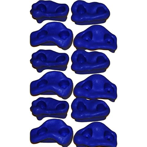Playkids Rock Holds (12 Pack-Small) for Indoor & Outdoor Rock Climbing (Also Known as Rock Pegs or Rocks)(Blue) Cover