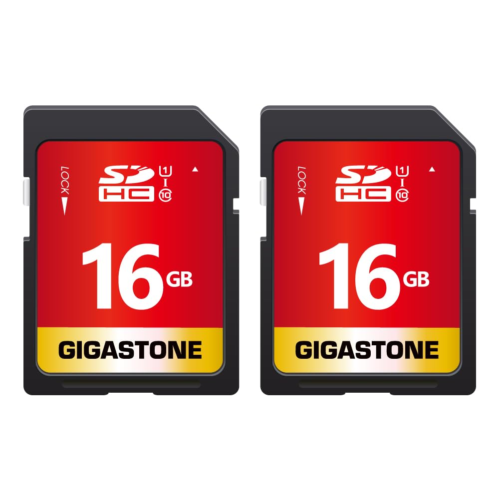 Gigastone 16GB SD Card 2 Pack, UHS-I U1 Class 10 SDHC Memory Card High-Speed Full HD Video Canon Nikon Sony Pentax Kodak Olympus Digital Camera