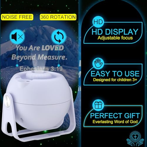 Image of Aurelema Landscape Verses Projector Galaxy Projector Includes 12 Interchangeable Christian Discs Night Light Set Project Religious on Wall or Ceilings for Christian