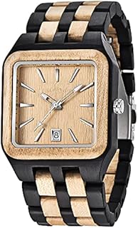 Tiong Herren schwarz-weiß Quarzuhr, Herren rechteckige Holzuhr, Herren Business Holzuhr, Abschlussjubiläum Geschenk Männer Uhr…