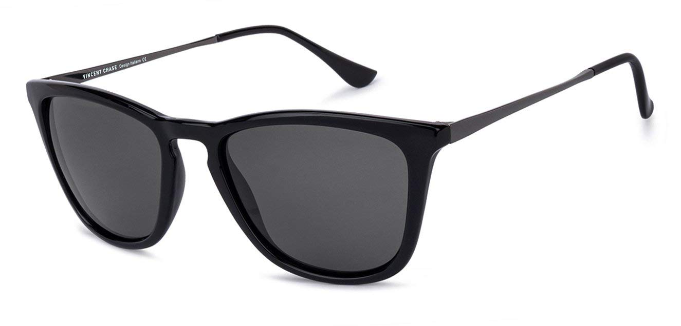 VINCENT CHASE EYEWEARBy Lenskart | Black Grey Full Rim Square | MIRAGE | Branded Latest and Stylish Sunglasses | Polarized and 100% UV Protected (UV 400) | Men & Women | Medium | VC S12601