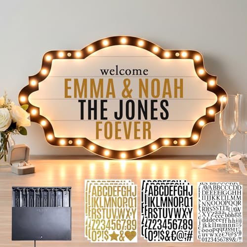 Image of Bottle Service Sign Wedding Party Marquee Light, Custom Portable LED Signs for with Removable Letter Stickers, 20 Inch Vintage Geometric Light Up Sign for Party Club Birthday Home Bar Decor