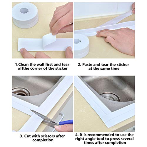 Image of Caulk Strip Tape, Waterproof Dustproof PVC Self Adhesive Caulking Sealing Tape for Kitchen Sink Toilet Bathroom Shower Bathtub Wall(0.86 inch x11',Brown)